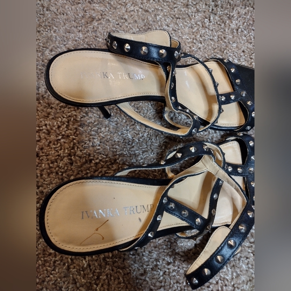 Ivanka Trump Black Studded Cage Heels 9 - Picture 8 of 12